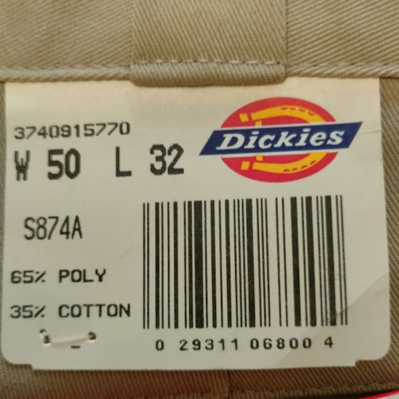*NEW* 1991 Men's Dickies Twill Work Pants, Heavy Duty, Tan, S874A, 50W X 32L - Picture 4 of 10
